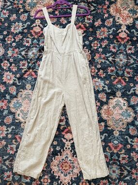 Old Navy Cream Linen Blend Wide-Strap Jumpsuit